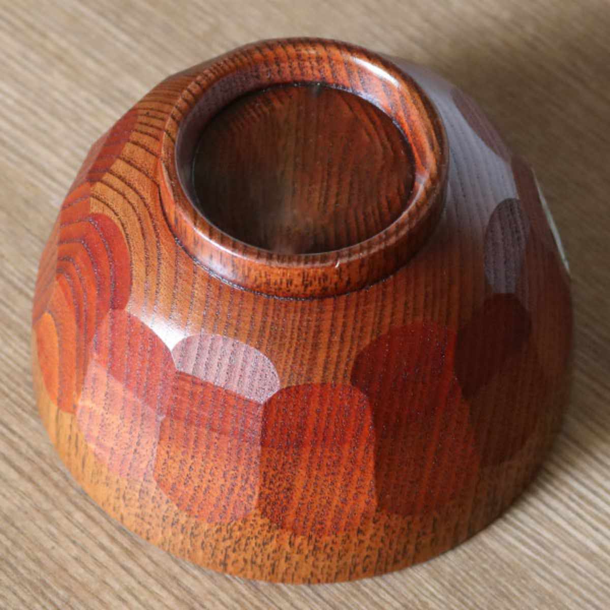 汁椀 木製 270ml 亀甲木目 漆 天然木 ...の詳細画像2