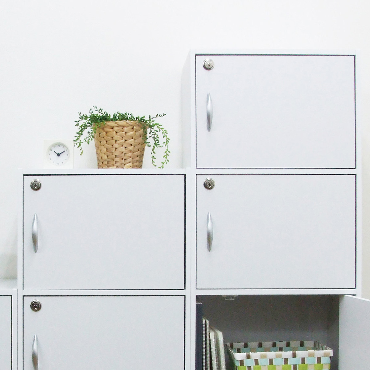 クロシオ カラーボックス 5段 全段鍵付 幅42cm （ 収納 家具 鍵付き 棚