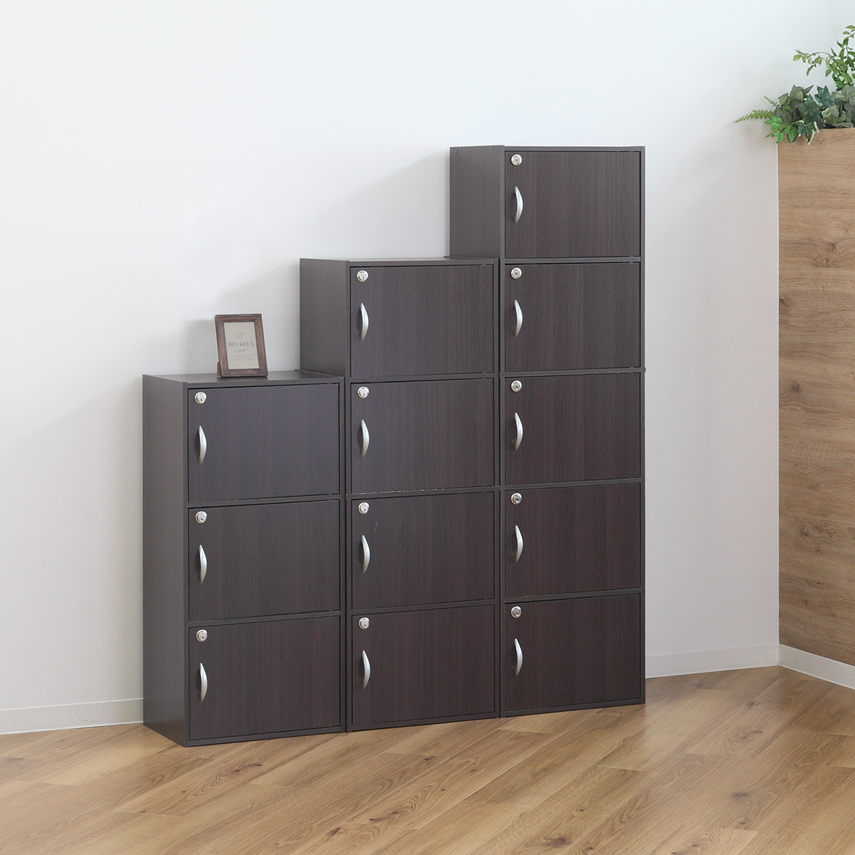 クロシオ カラーボックス 5段 全段鍵付 幅42cm （ 収納 家具 鍵付き 棚