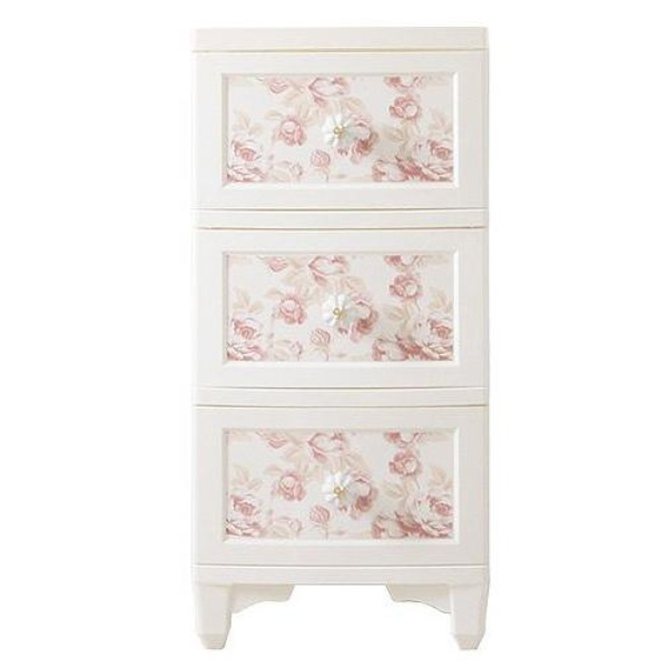 チェスト 3段 ドレスチェンジチェスト アンティーク系 フラワー