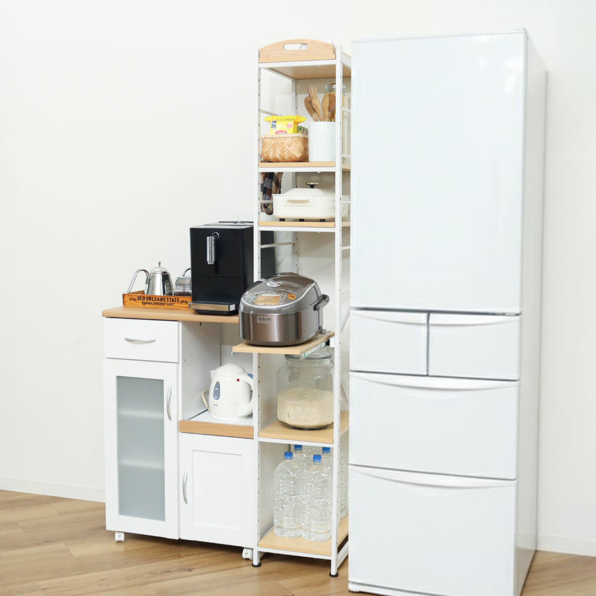 弘益 キッチンラック 幅30cm スライド棚 スチール S字フック3個付き