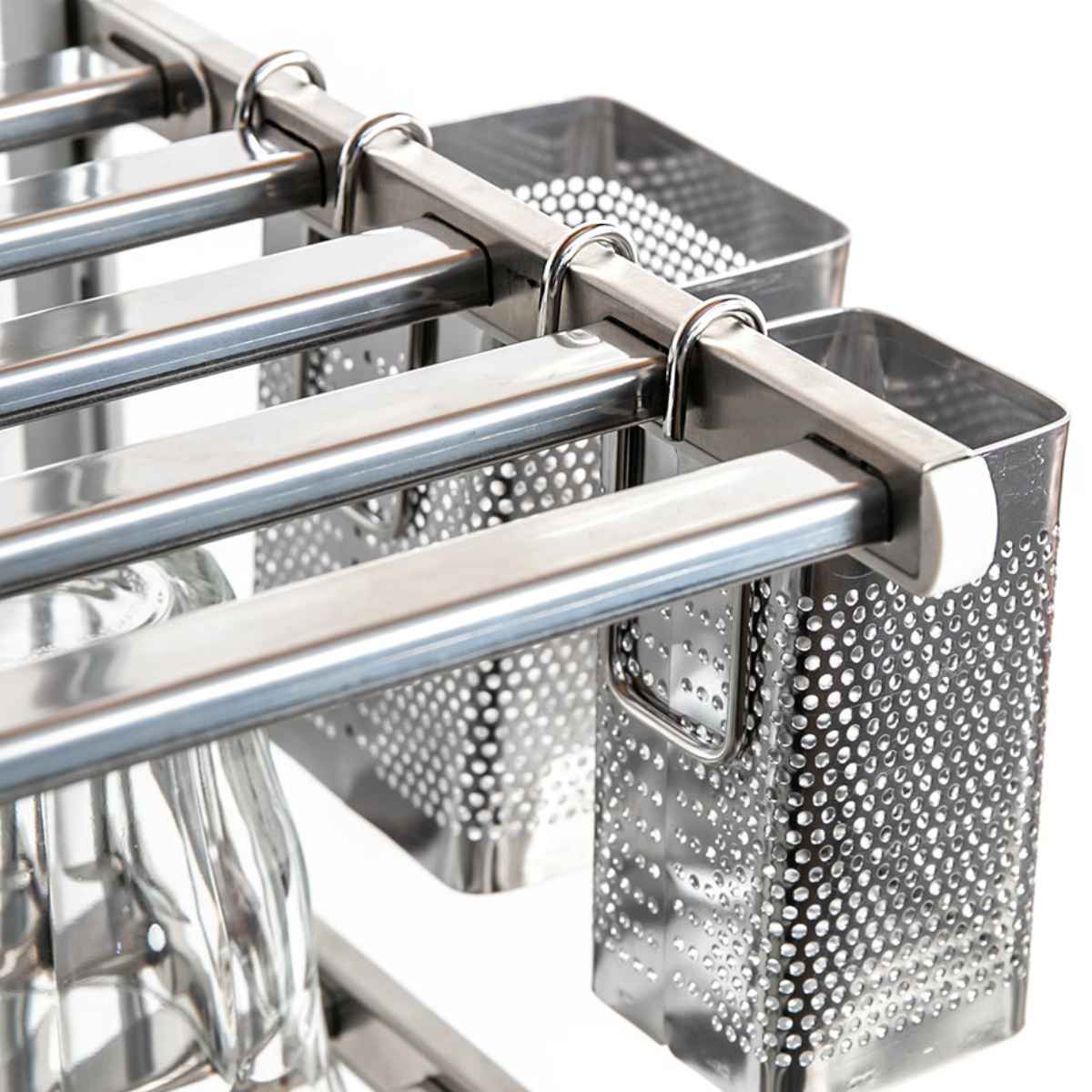 角ポケット 小 ステンレス製 水切り棚 （ カトラリーポケット