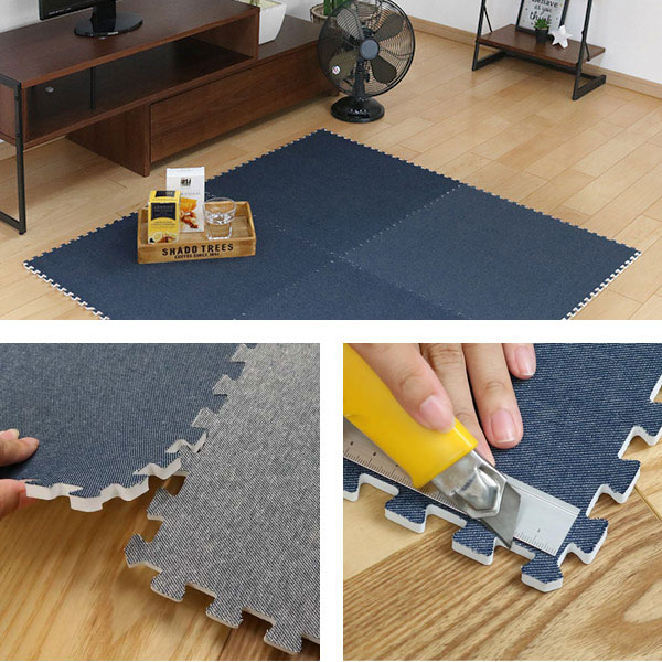 ジョイントマット デニム調 4枚入り 60cm 厚さ0.8cm 0.94畳分