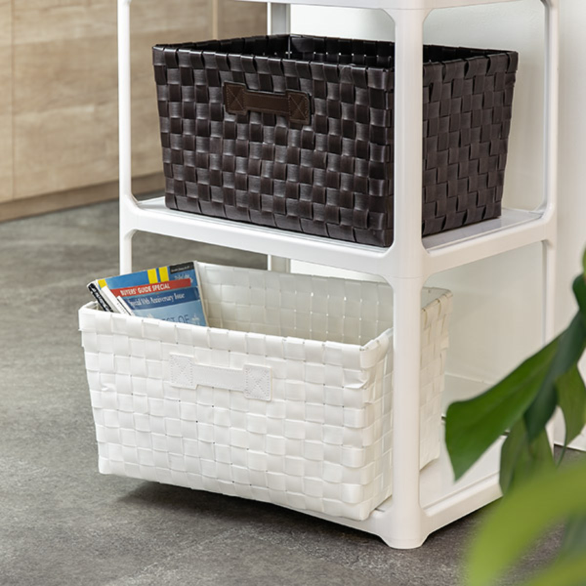 ちどり産業 バスケット PEバスケット 幅36×奥行26×高さ20cm 収納かご