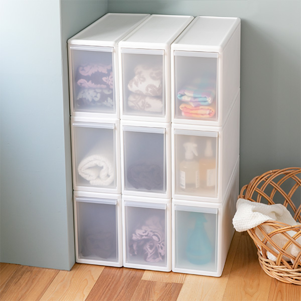 収納ケース スリム L 幅17×奥行47×高さ28cm プラスチック 引き出し 収納 同色6個セット （ 収納ボックス 衣装 ケース ボックス 日本製 隙間収納 ）の画像