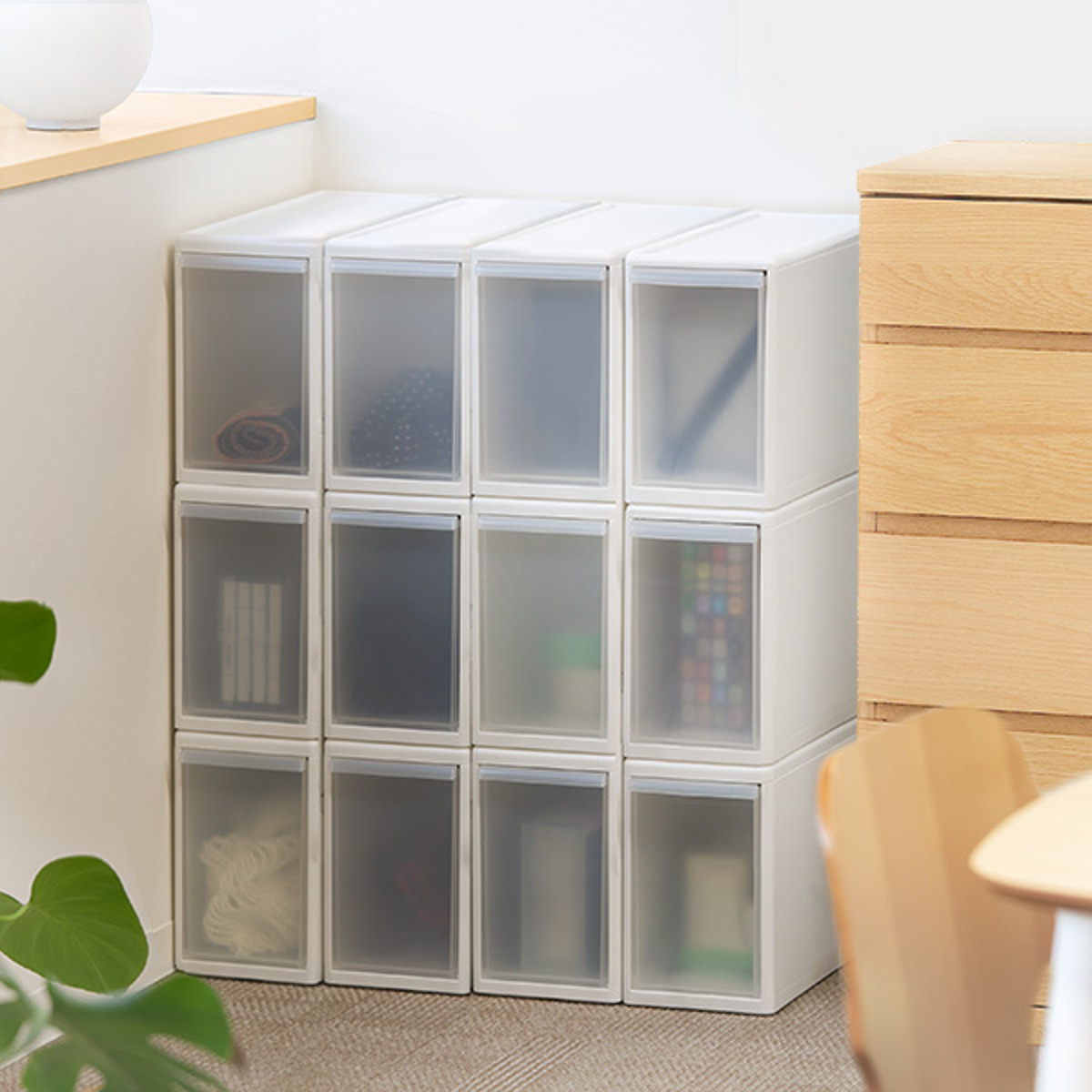 収納ケース スリム L 幅17×奥行47×高さ28cm プラスチック 引き出し 収納 同色6個セット （ 収納ボックス 衣装 ケース ボックス 日本製 隙間収納 ）の画像