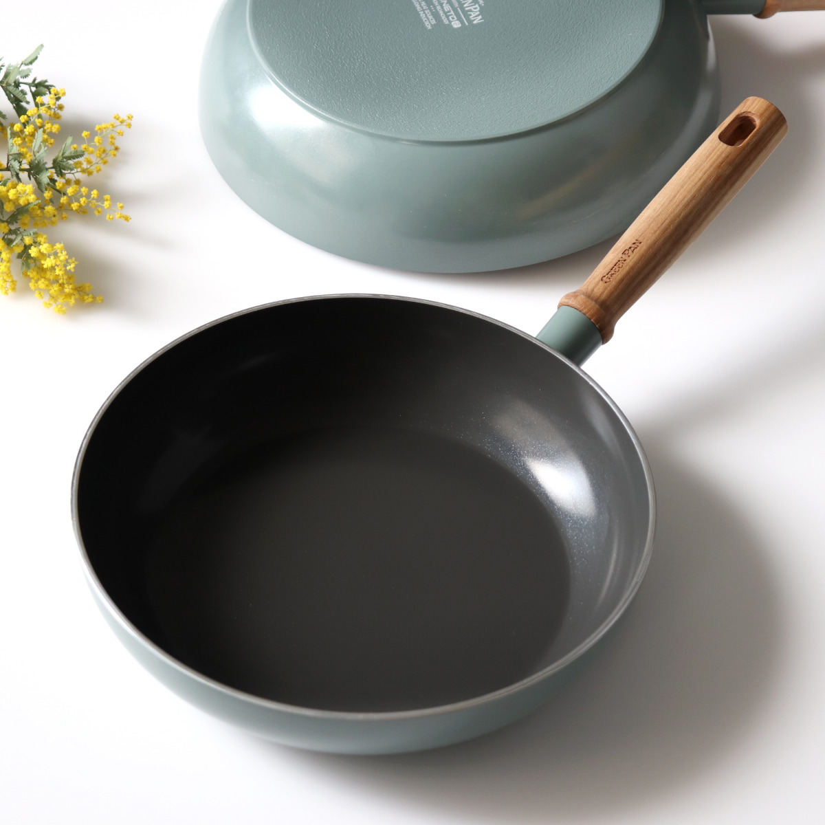 GREEN PAN フライパン 26cm IH対応 MAY FLOWER メイフラワー （ ガス火対応 浅型フライパン 炒め鍋 ）の画像