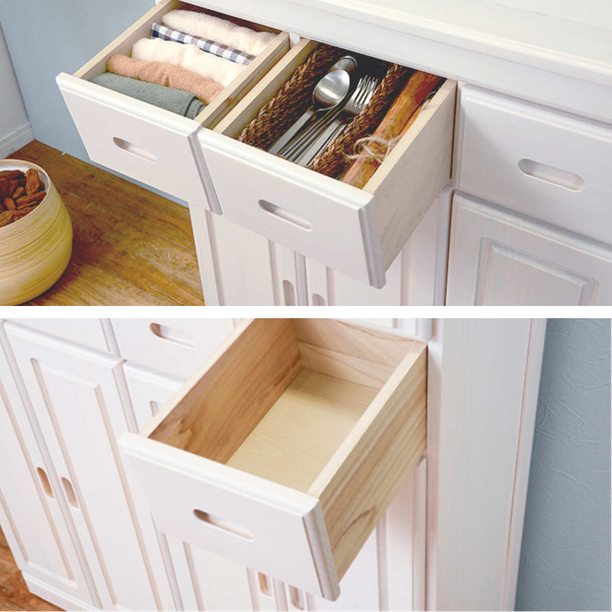 キッチンカウンター ハイタイプ 天然木 タイル天板 キャスター付 幅