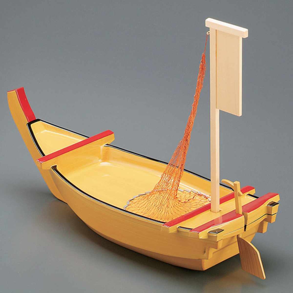 福井クラフト 舟盛器 大安七福舟 盛器 白地 64cm 木製帆 網 カジ付