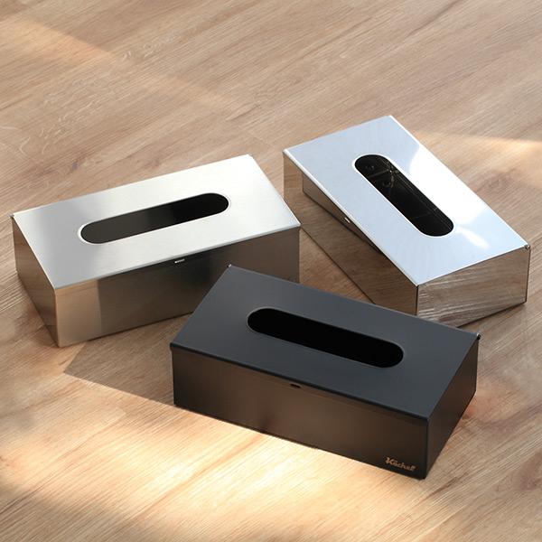 ティッシュケース Kochel ステンレス 壁掛け 卓上 ブラック