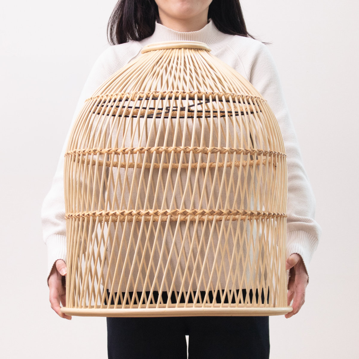籐 ランプシェード 釣鐘型 ラタン製 直径42cm （ ラタン 籐製 シェード 