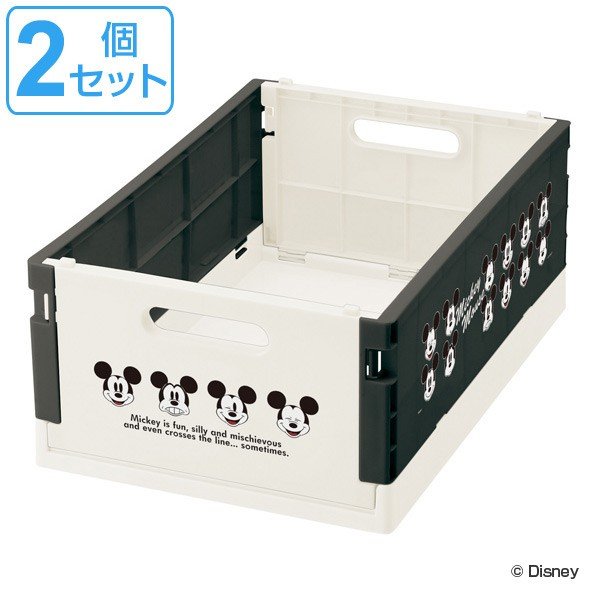 ディズニー　ミッキーマウス　収納缶 2個セット Disney（ディズニー） 折りたたみコンテナ M ミッキーマウス MK Faces