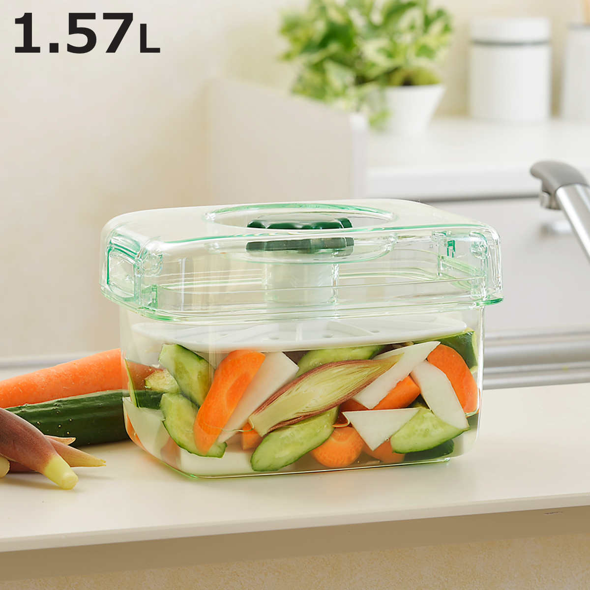 TONBO（新輝合成） 漬物容器 即席つけもの器 角型 1.57L プラスチック