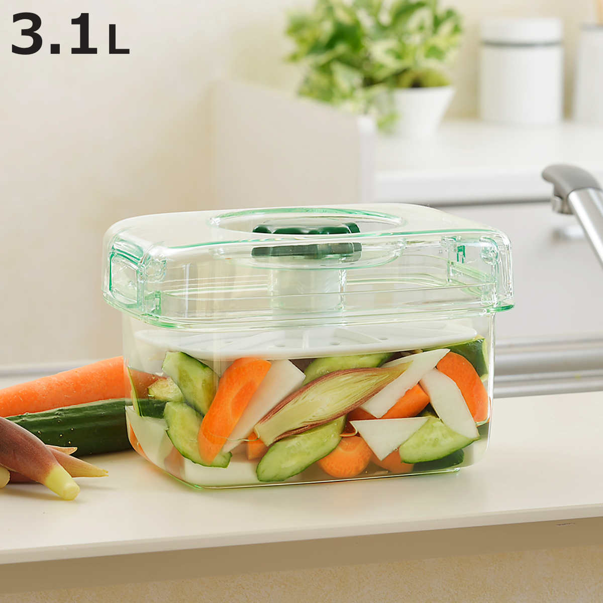 TONBO（新輝合成） 漬物容器 即席つけもの器 角型 3.1L プラスチック