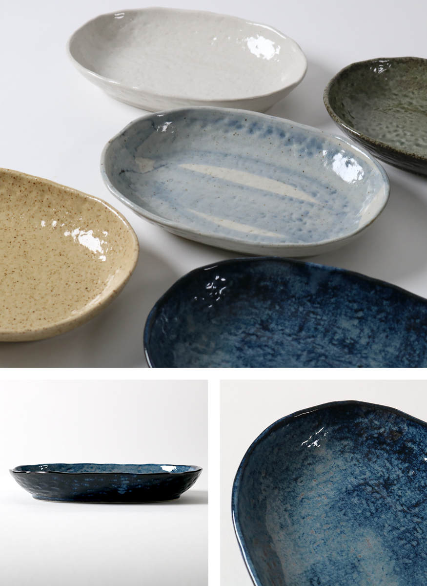 カレー皿 23cm 楕円 藍 皿 食器 陶器 美濃焼 日本製 同色5枚セット