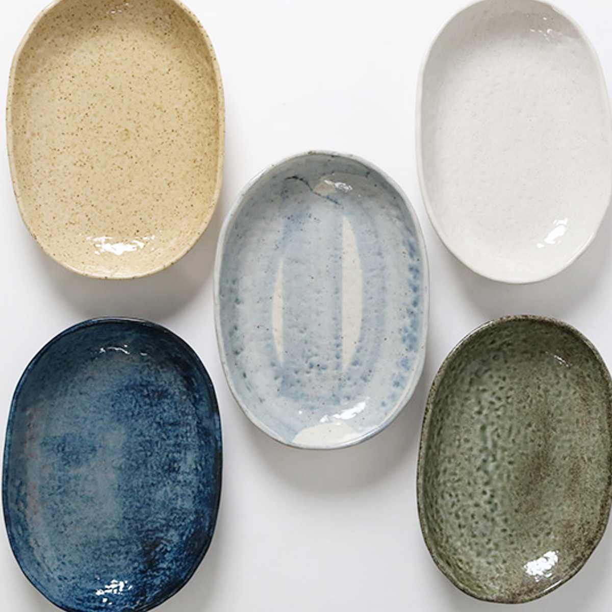 カレー皿 23cm 楕円 刷毛目 皿 食器 陶器 美濃焼 日本製 同色5枚セット