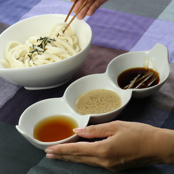 仕切り皿 3連 皿 ボウル 小鉢 おしゃれ 磁器 4個セット （ そら豆 和