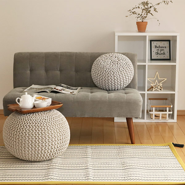 プフ ニットクッション ブレイド 約50×50×35cm （ クッション スツール