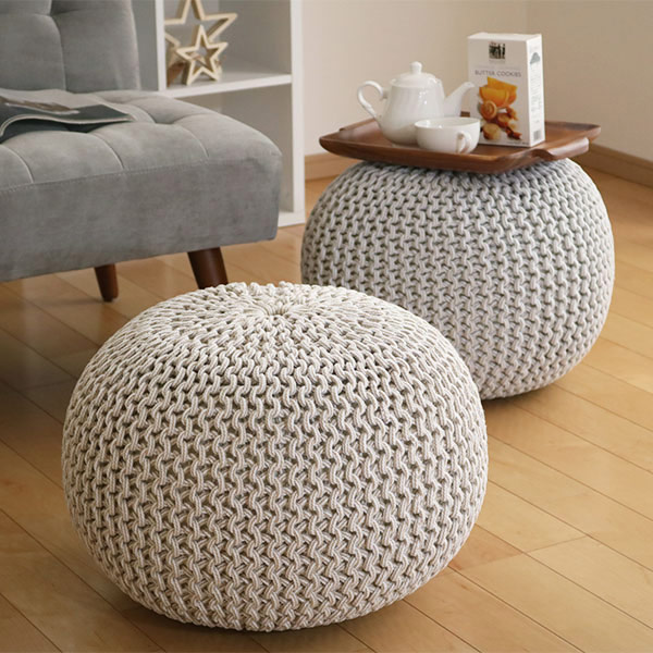 プフ ニットクッション ブレイド 約50×50×35cm （ クッション スツール