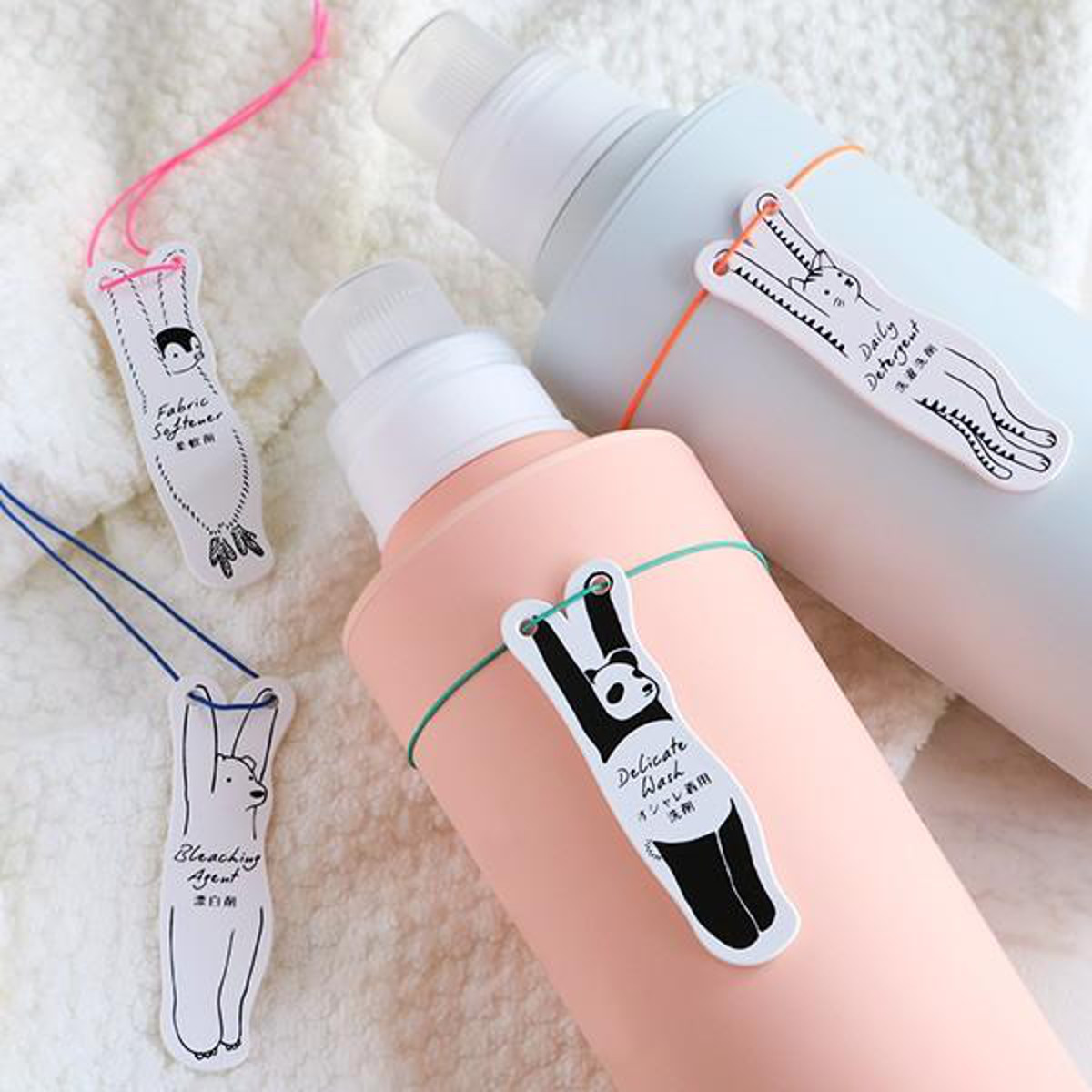 ランドリープレート アニマル アニマルプレート 洗剤用プレート 4枚セット （ タグ プレート 洗剤ボトル 掛ける ）