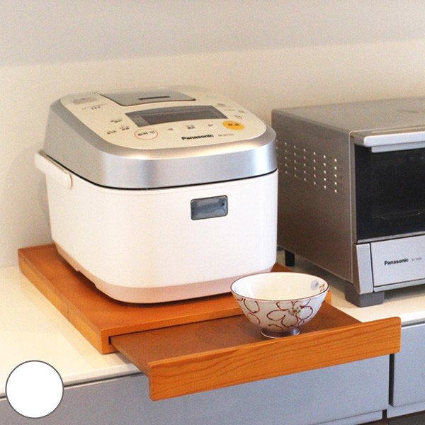 DIY 炊飯器台 レンジ下ラック 幅30cm 家電下スライドテーブル 木製 （ 炊飯器下