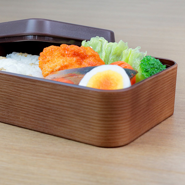 弁当箱 800ml 1段 ハラマキ 木目長角弁当 （ お弁当箱 ランチボックス