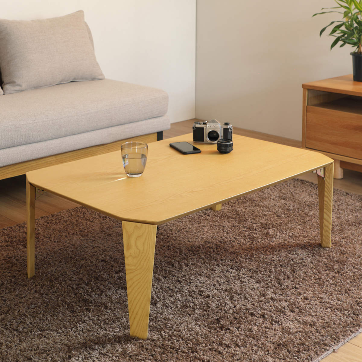 弘益 ローテーブル 折れ脚 幅90cm 木製 折り畳み コンパクト