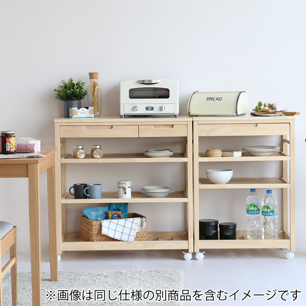 キッチンワゴン 4段 ワイド 木製 引出し付 タイル天板 SOUP 約幅82cm （ キッチンラック キッチン ワゴン 収納ラック 収納 ラック ）_14