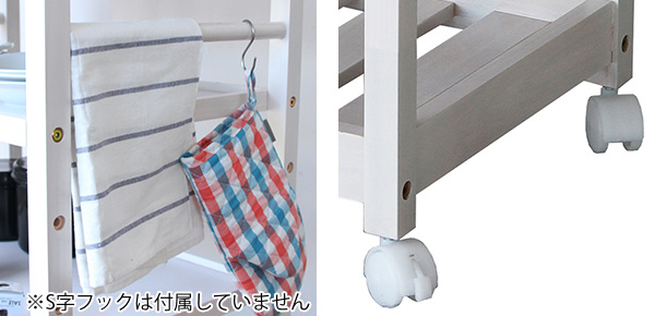 キッチンワゴン 4段 ワイド 木製 引出し付 タイル天板 SOUP 約幅82cm （ キッチンラック キッチン ワゴン 収納ラック 収納 ラック ）_10