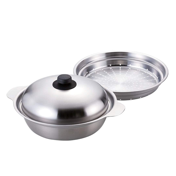 匠弥 卓上鍋 26cm IH対応 蒸し台付き ステンレス製 日本製 （ ガス火