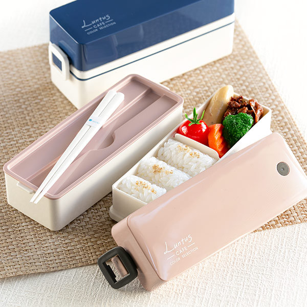 アスベル（ASVEL） 弁当箱 600ml 2段 箸付 2点ロック スリム C