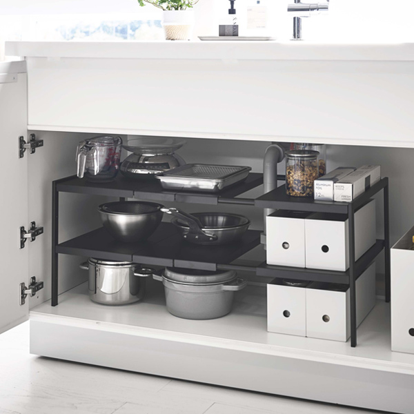 tower 山崎実業 伸縮シンク下ラック 2段 タワー D40 （ 4903208049504