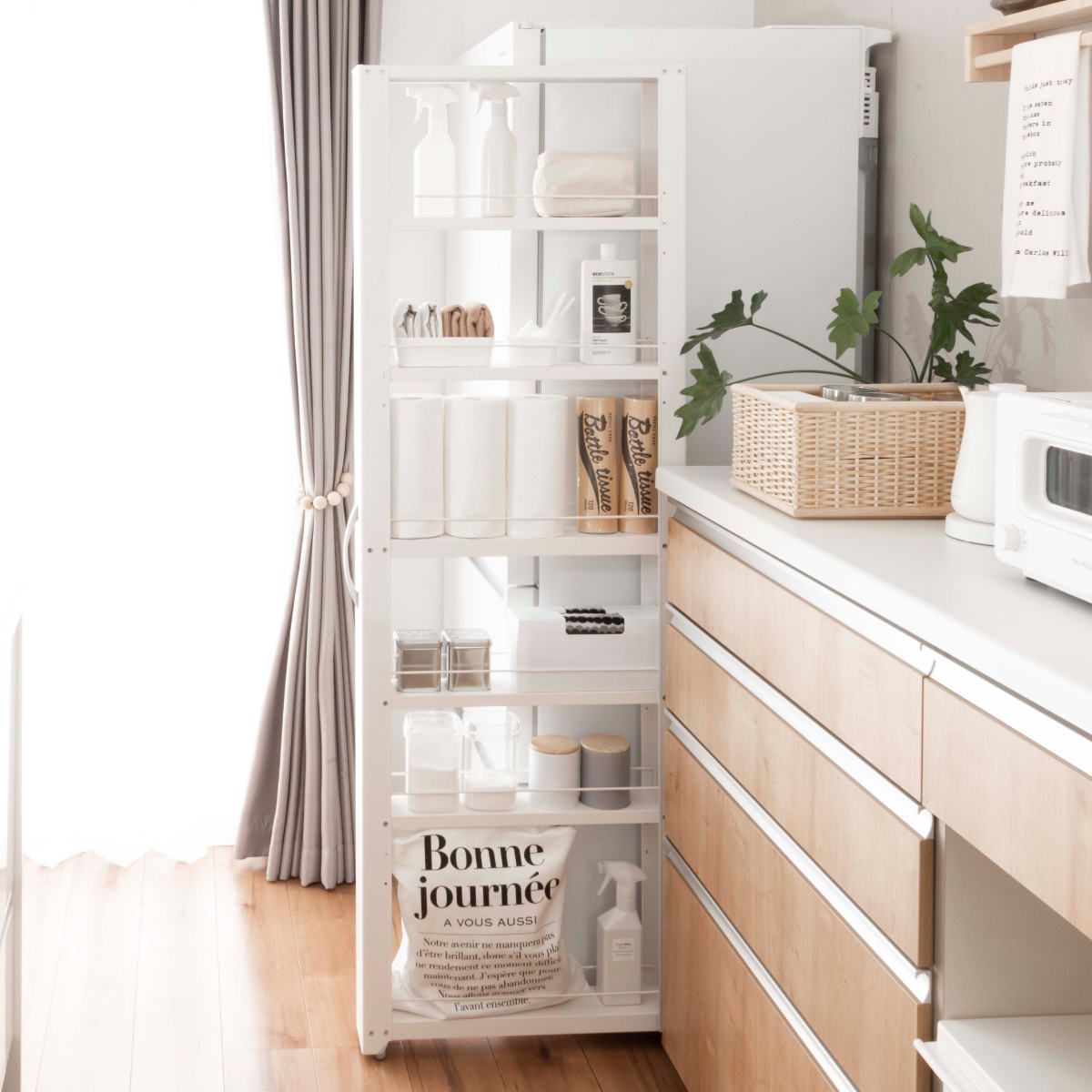 特典付き キッチンストッカー トールワゴン 幅10cm 高さ165cm