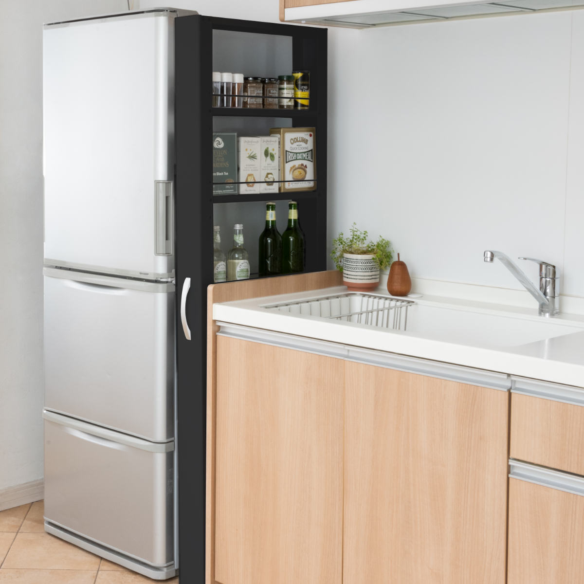 特典付き キッチンストッカー トールワゴン 幅10cm 高さ165cm