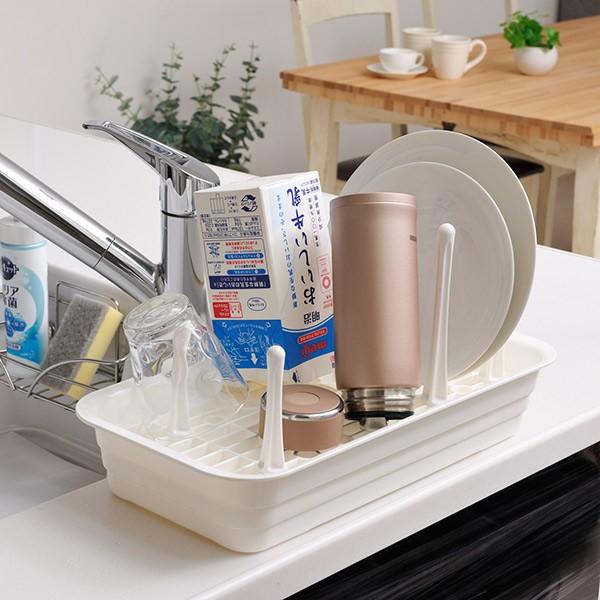 イノマタ化学 水切りカゴ ボトルスタンド付き コンパクト プラスチック