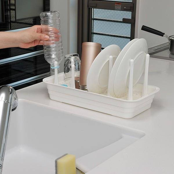 イノマタ化学 水切りカゴ ボトルスタンド付き コンパクト プラスチック