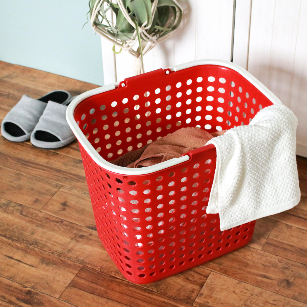 ランドリーバスケット 深型 ドットバスケット 洗濯かご バスケット