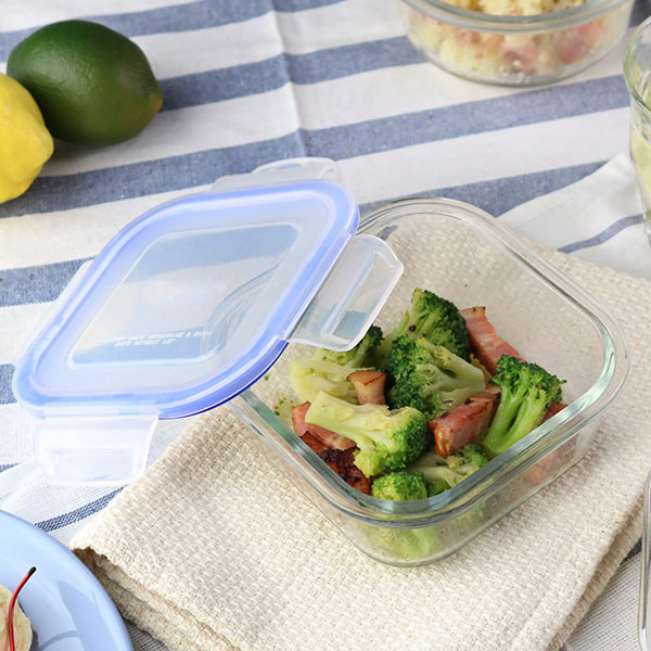 保存容器 ガラス製 500ml 角型 パチッとロック （ オーブン 冷凍 食洗