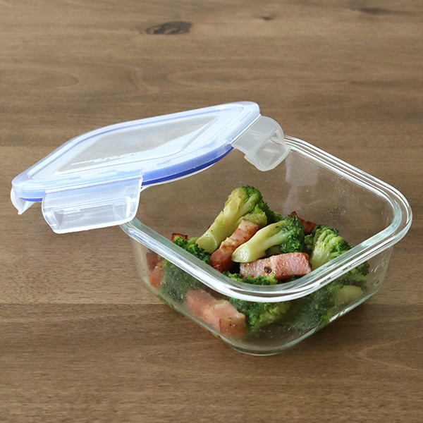 保存容器 ガラス製 500ml 角型 パチッとロック （ オーブン 冷凍 食洗