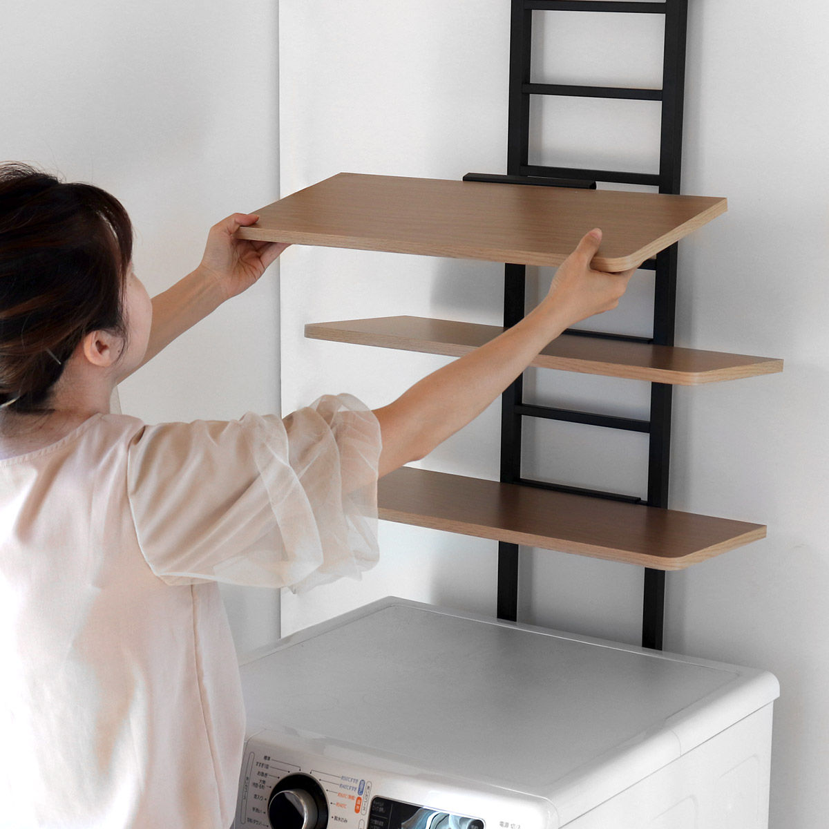 ランドリーラック 突っ張り 棚板3枚タイプ 幅55cm 高さ207〜264cm