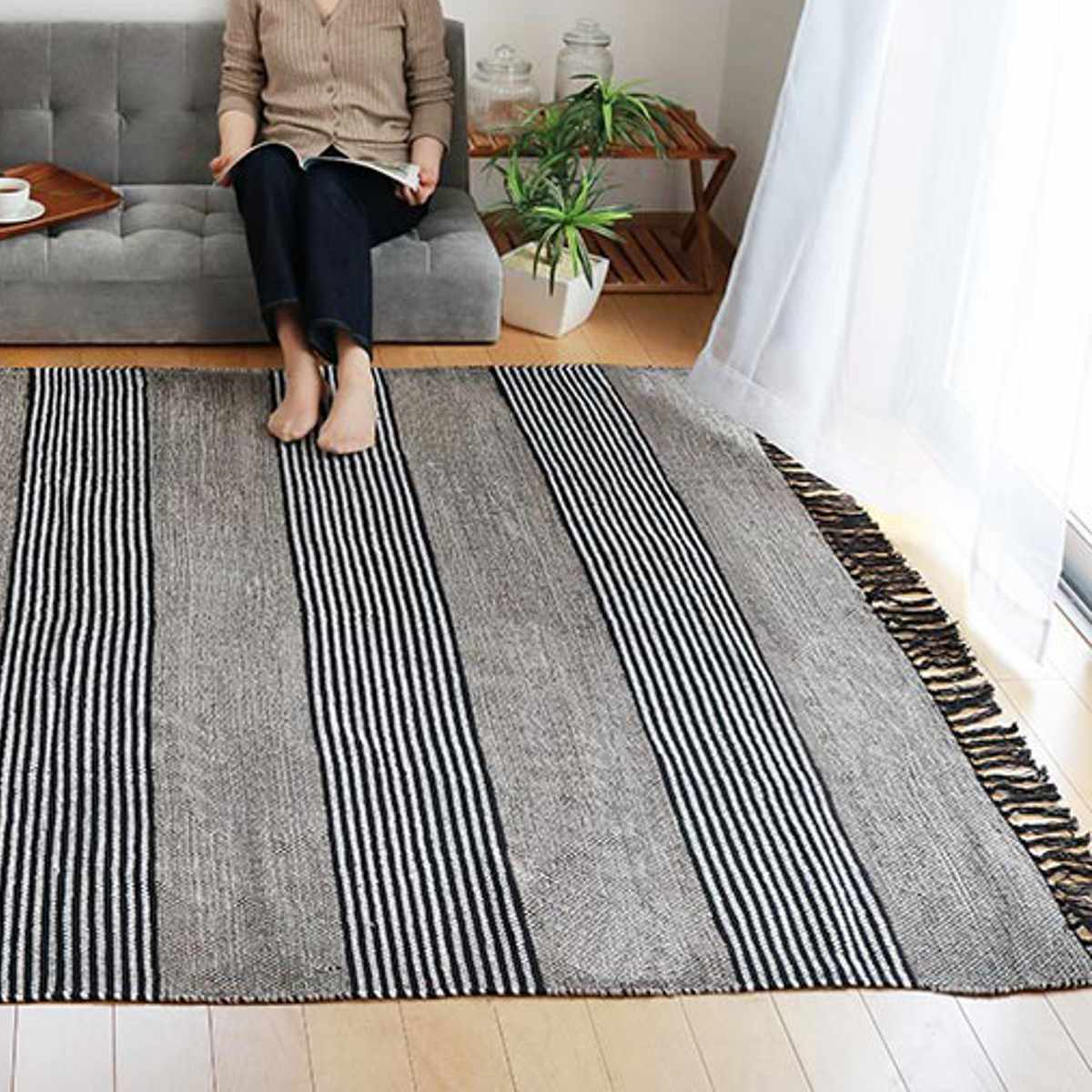 ラグ カーペット コットン100% 170×230cm （ ラグマット 絨毯 マット