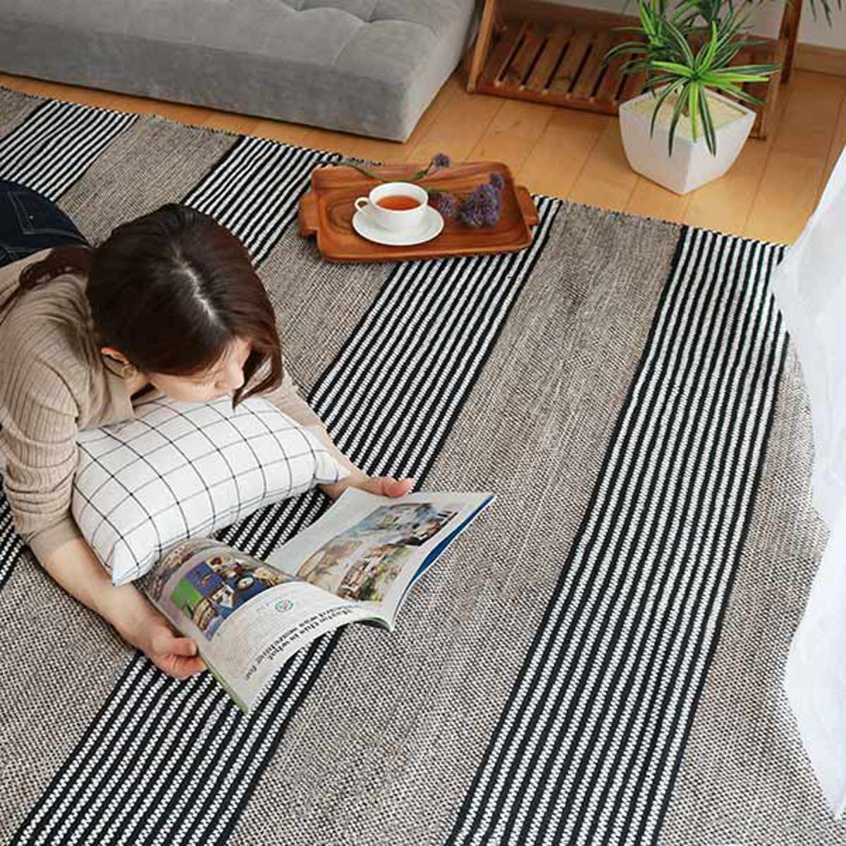 ラグ カーペット コットン100% 170×230cm （ ラグマット 絨毯 マット