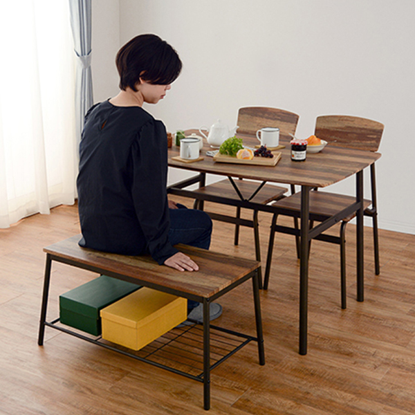 新品　ダイニングテーブル　ダイニングチェア　ブラック×ブラウン　テーブルセット セラミック ダイニングテーブルセット 収納 4人掛け 5点 おしゃれ