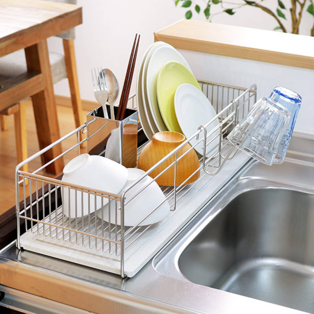 水切りラック KAWAKI 特典付き 水切りラック スリム 幅57cm 珪藻土トレー付き