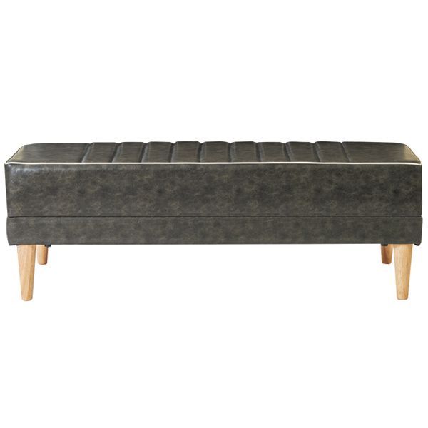 ワイドオットマン レザー調 インダストリアル RUSO 幅120cm （ 開梱設置 フットレスト スツール 足置き台 ベンチ ベンチソファ ソファ ソファー ）の画像