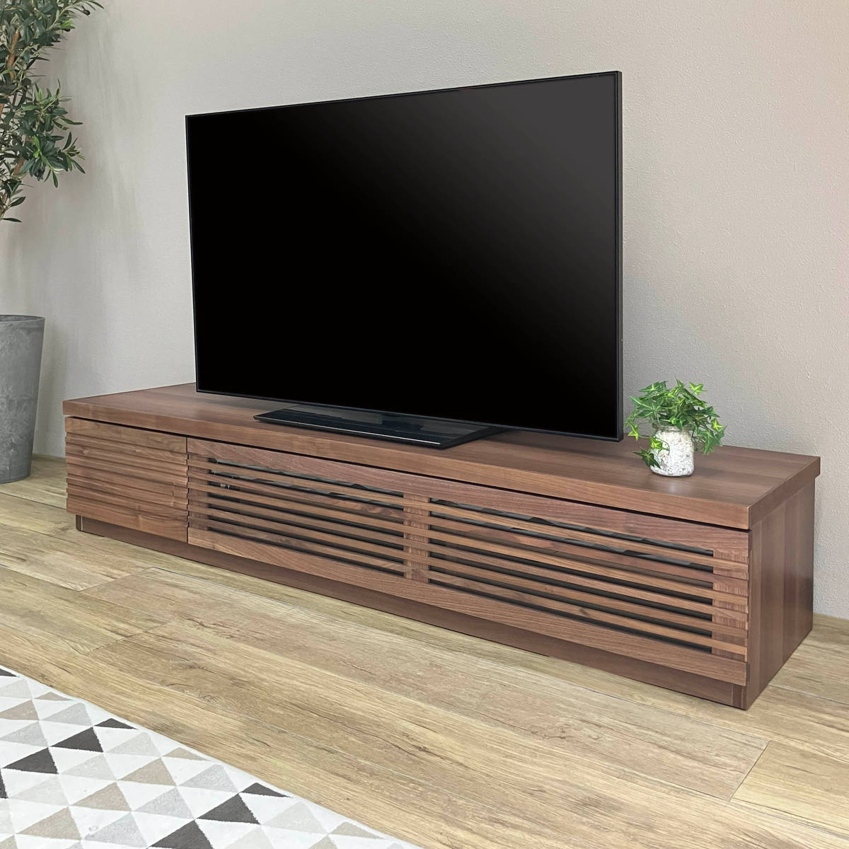 吉桂 テレビ台 幅150cm ローボード ルーバーデザイン 天然木前板 ROOK