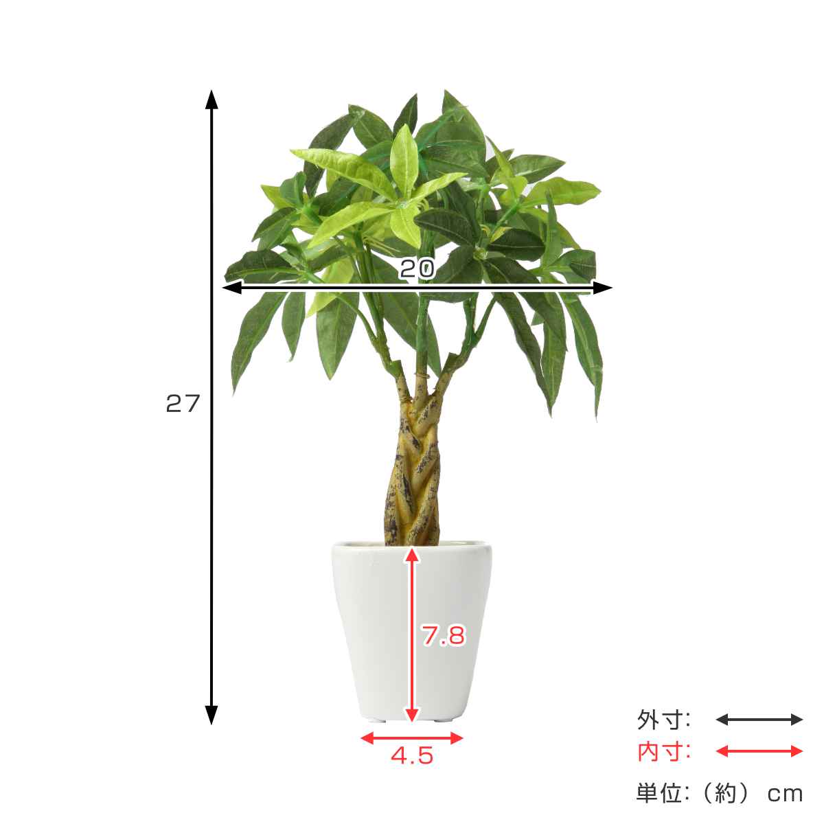 人工観葉植物 パキラ 27cm 観葉植物 造花...の詳細画像3