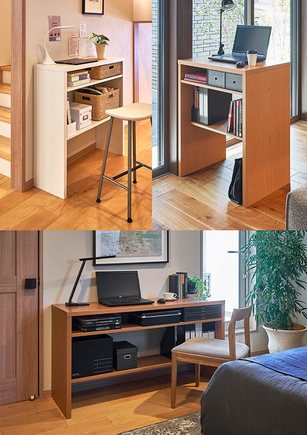 サイズオーダー 収納コンソール カウンターデスク 奥行45cm 幅60〜90cm （ コンソール デスク オーダー 机 ）の画像