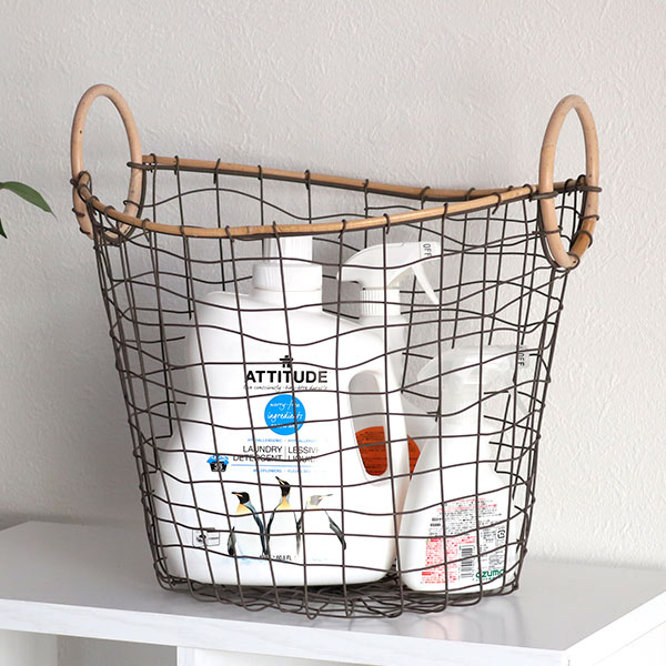 ちどり産業 ワイヤーバスケット 籐のカゴ 直径38×高さ30cm