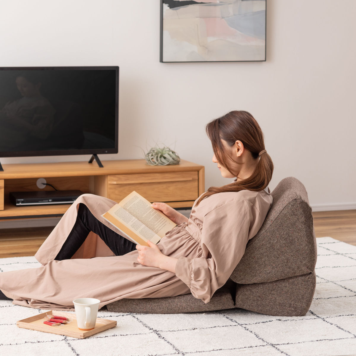 TV枕 テレビ枕 幅46cm 折り畳み 座椅子 座いす ファブリック素材